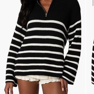 Edited stripe zip up sweater